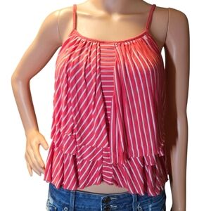 Wm y2k Striped Flowy Crop Top Red & White PREPPY COQUETTE FAIRYCORE SOFTGIRL SzS